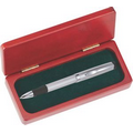 R Grip III Brass barrel pen in executive wood gift box - silver pen